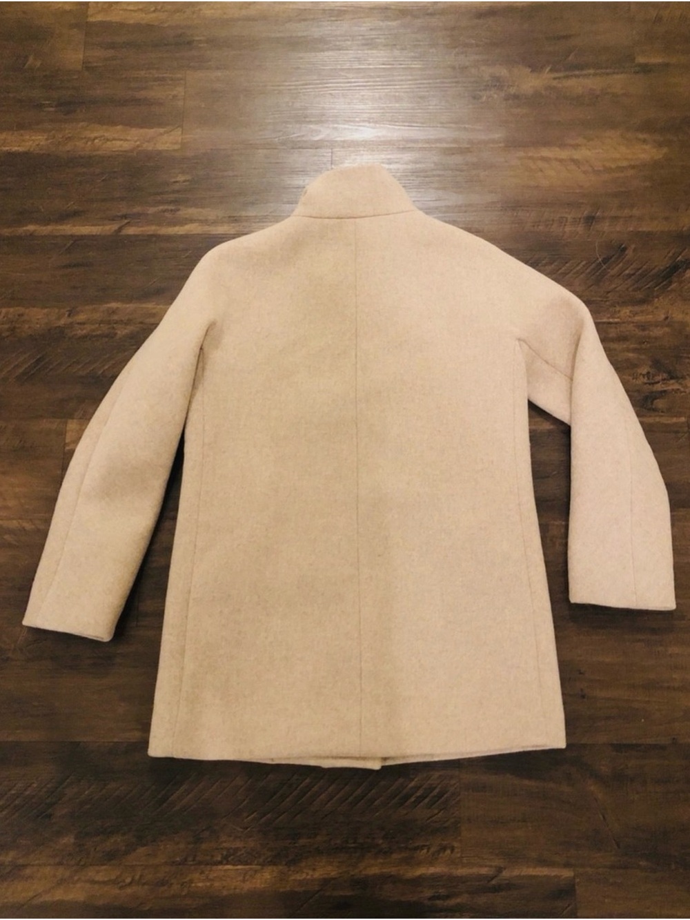 J.Crew Tan Beige Stand Collar Wool Blend Mid Length City Coat Women size 6 - Picture 3 of 14